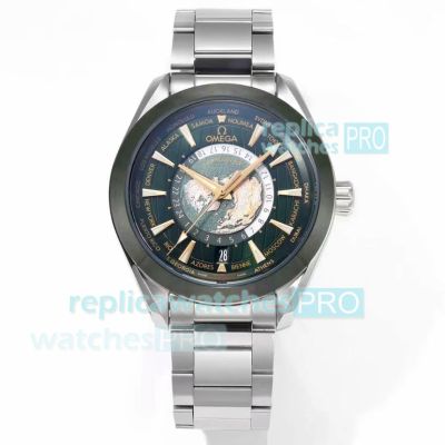 N1 Factory V2 Omega Seamaster Aqua Terra 150m World Timer Green Swiss Clone Watch 